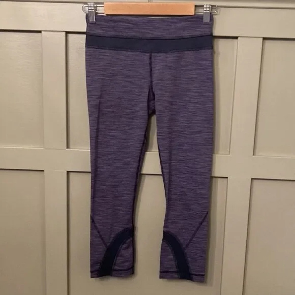 Lululemon Run Inspire Crop II Wee Are From Space Deep Indigo Leggings Size 4
